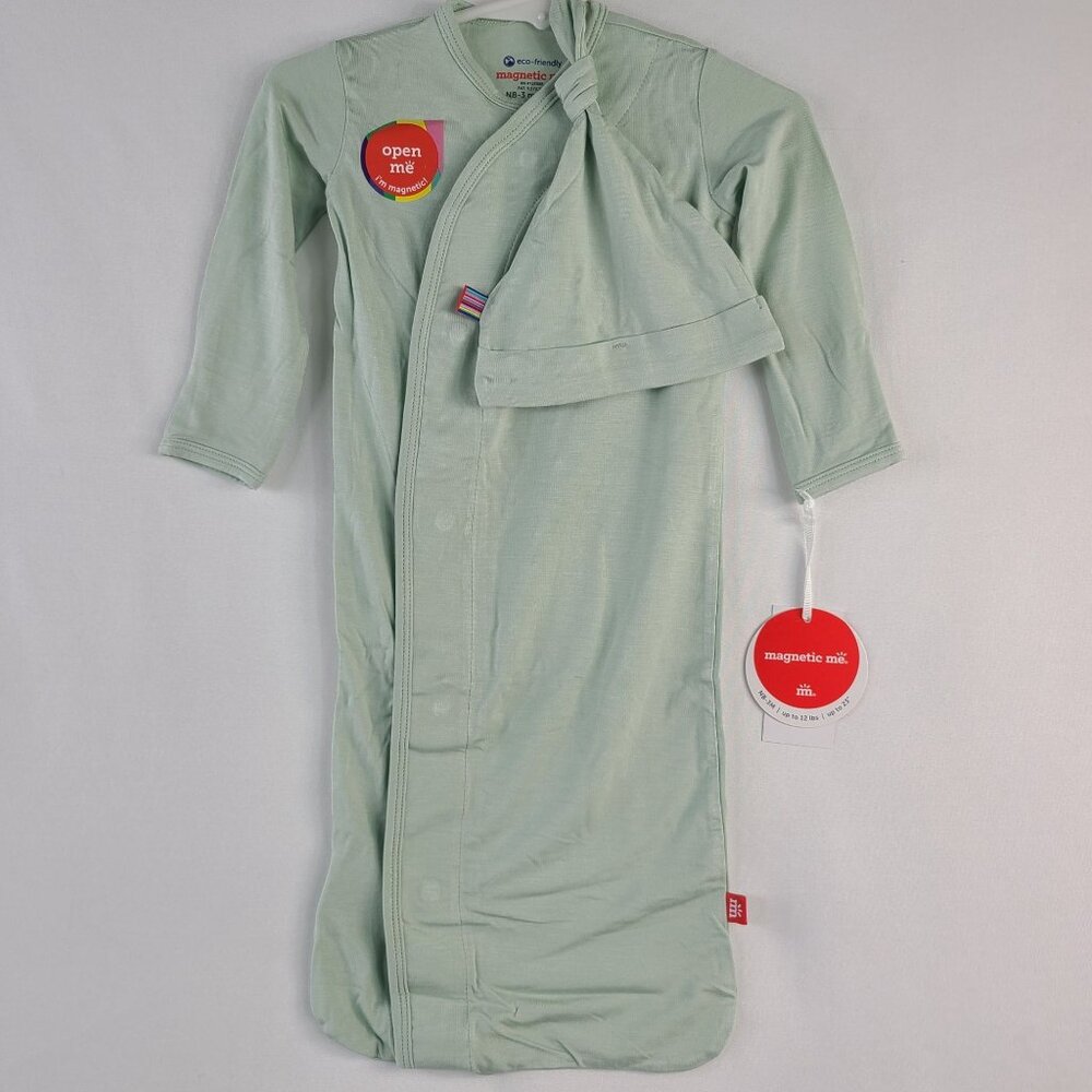 Magnetic Me Mint Green Convertible Baby Gown with Hat